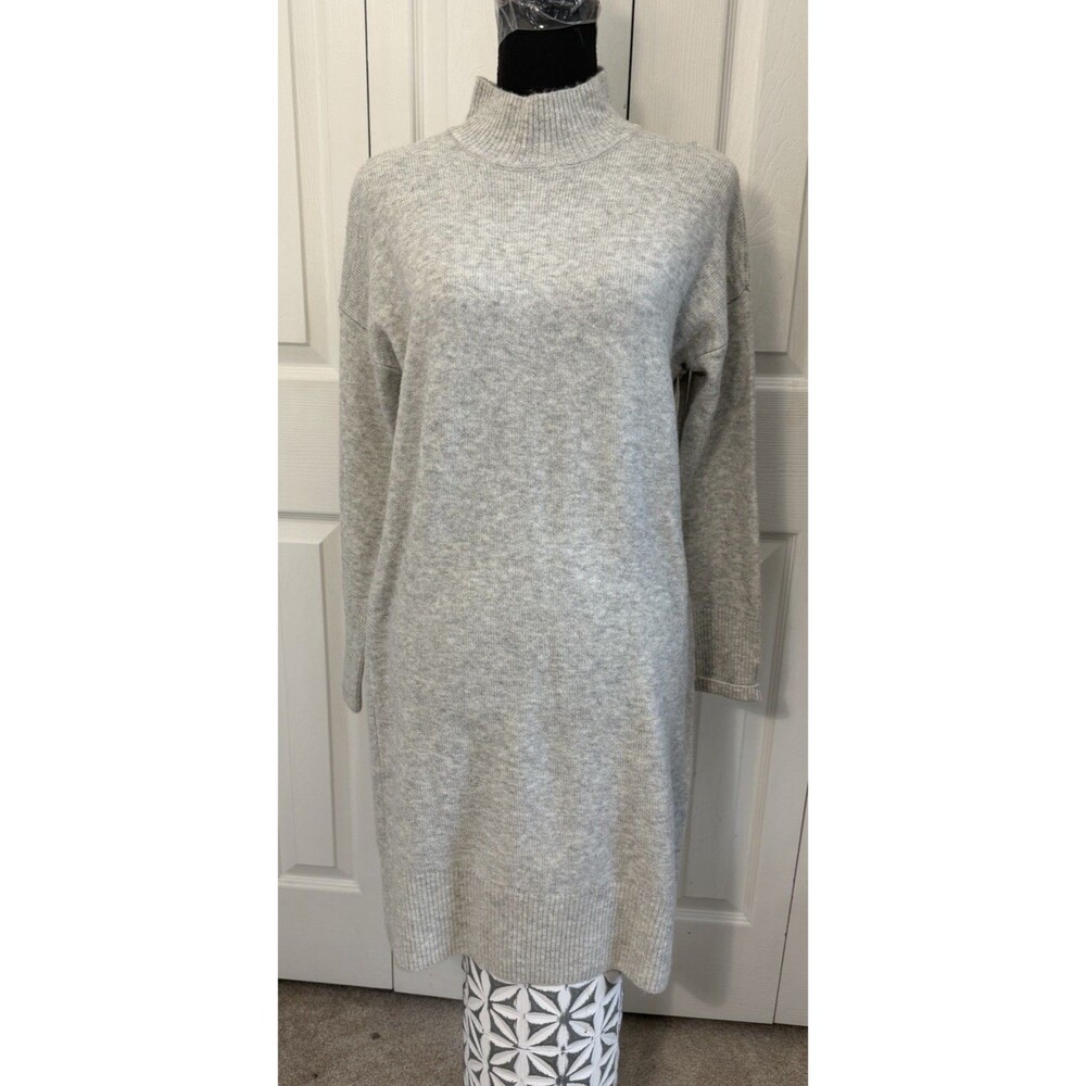 The Prairie by Rachel Ashwell Sweater Dress Womens S Gray Wool Blend Mock Neck